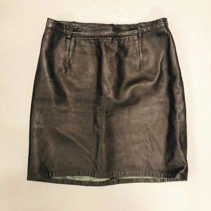 Vintage Black Leather High Waist Mini Skirt S/M